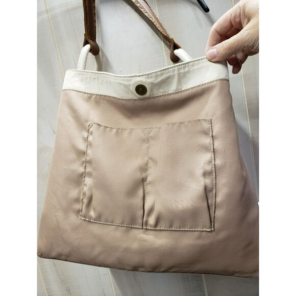 The Sak Large Tote Bag Los Feliz Leather Shoulder Purse Stone Brown Handle - Picture 9 of 13